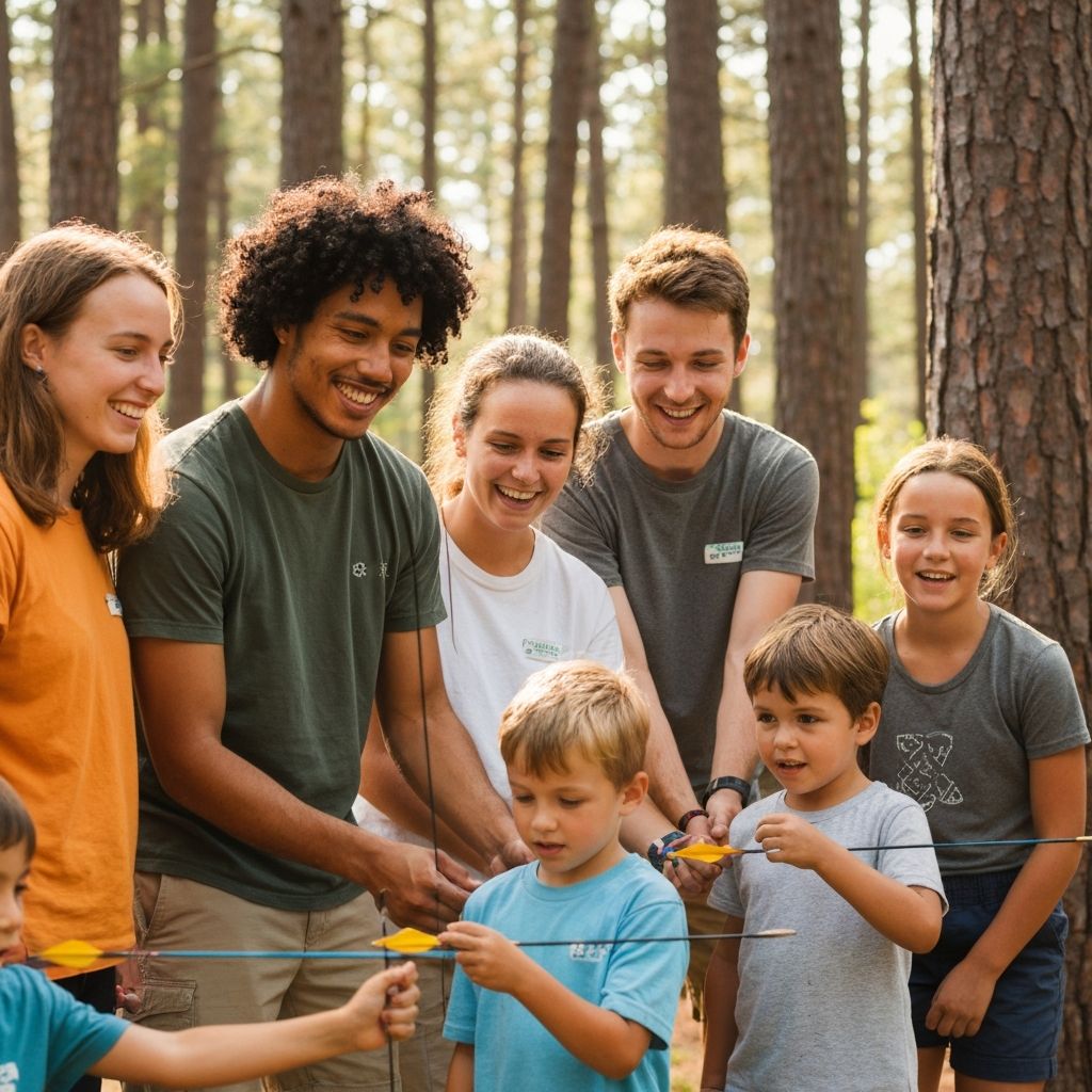 Camp counselors teaching activities