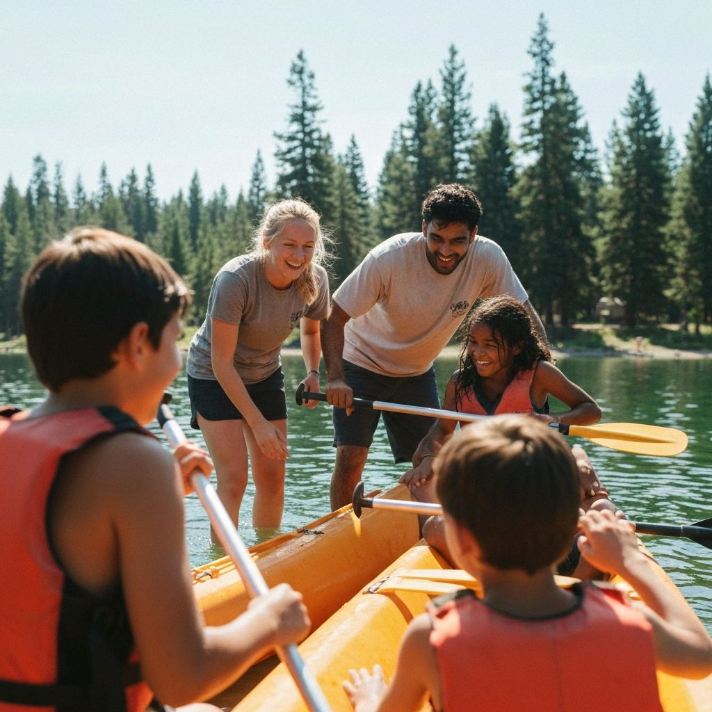 Camp counselors at American summer camp
