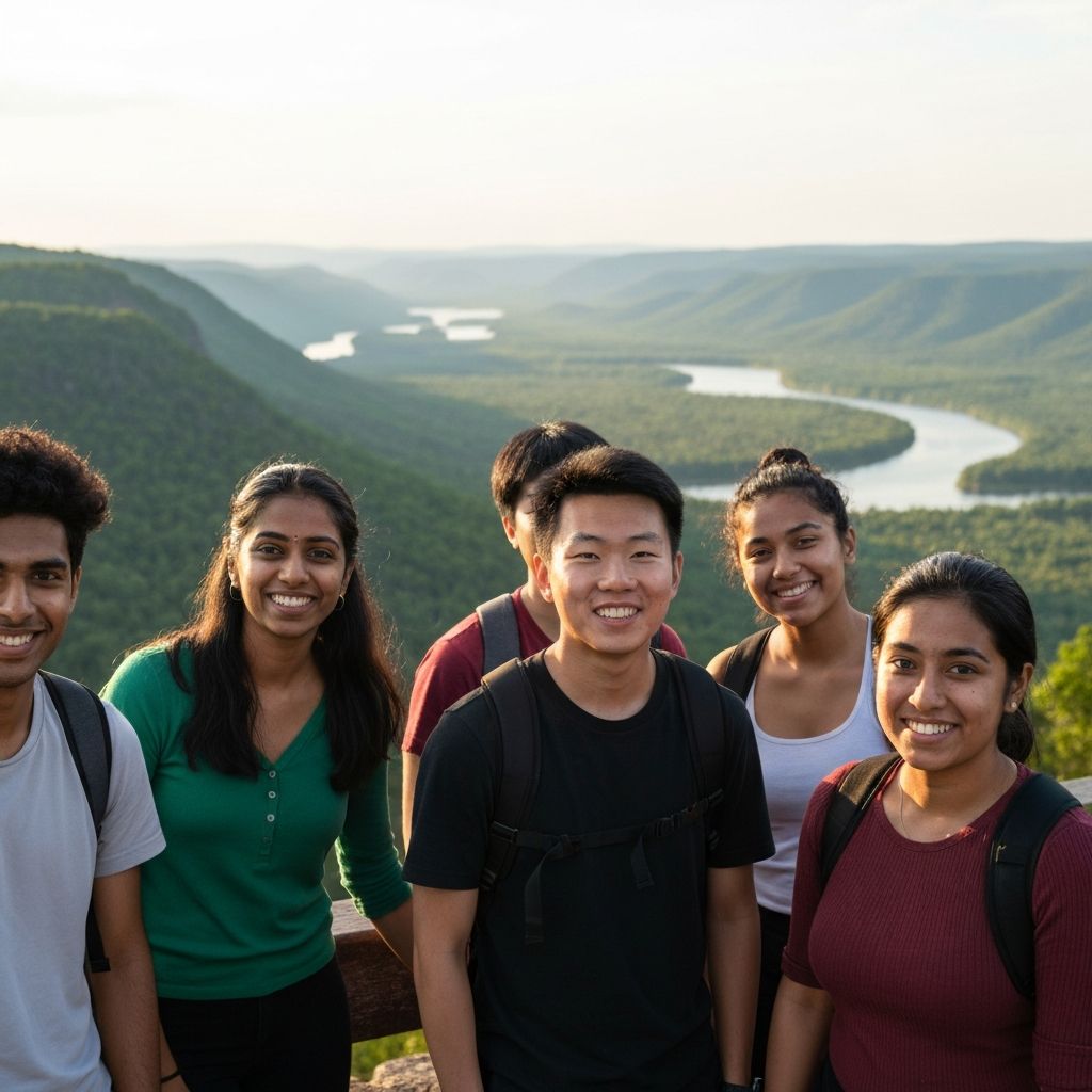 Young travelers exploring American landscape